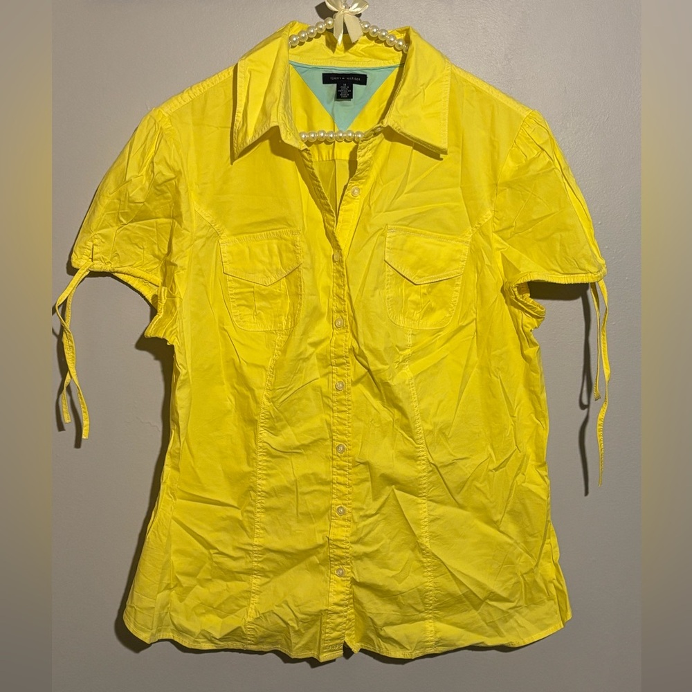Tommy Hilfiger Vibrant Yellow Button-Up Shirt Size 14